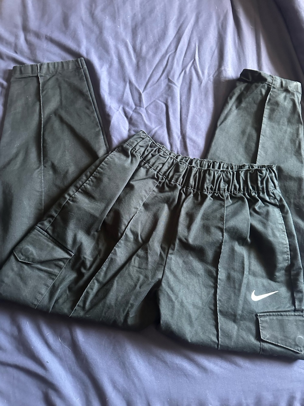 Nike Black Track Pants with White Swoosh Label